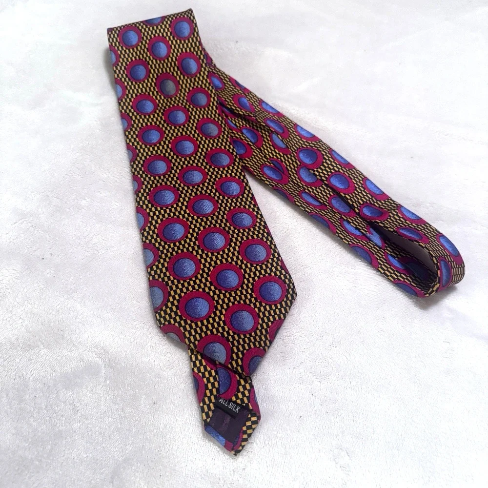 Muhammed Ali Neckwear Handmade Silk Tie Knockout gold Geometric Colorful VTG USA